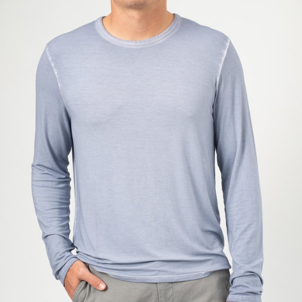 ATM Sun Bleached Crewneck Shirt in Blue